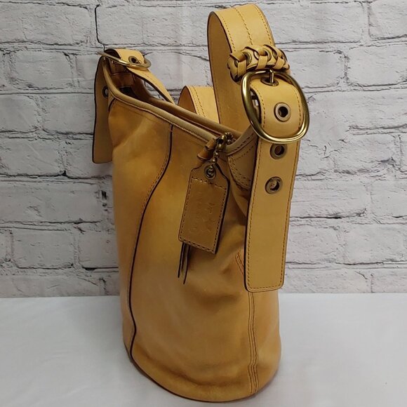 COACH 'BLEEKER COBBLESTONE' LEATHER DUFFLE SHOULDER BAG ALLOY HARDWARE BUCKLES - Picture 5 of 16